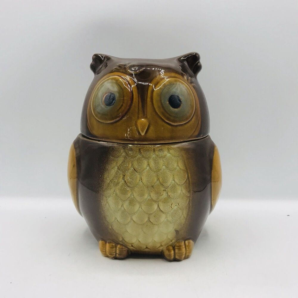 Gibson Home OWL Cookie Candy Jar Canister Brown Tan, Ceramic, 7.5" Adorable